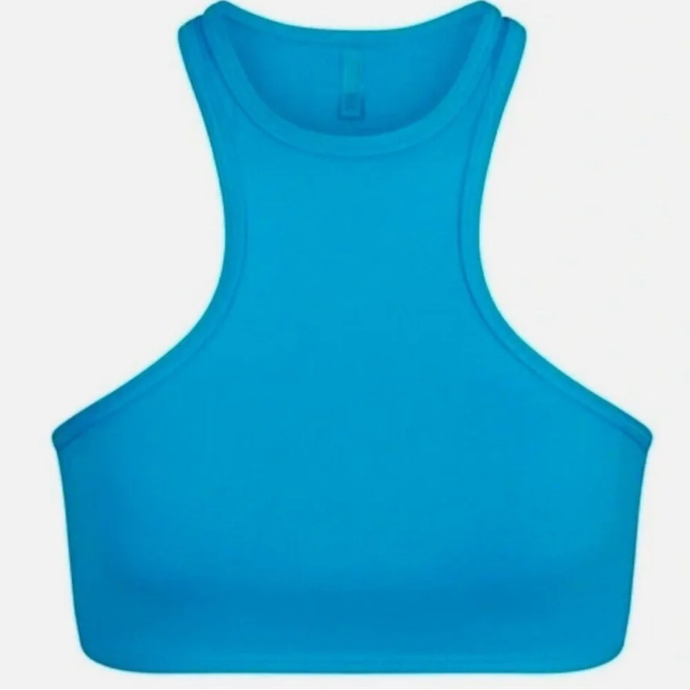 NWT SKIMS L High-neck Racerback Bikini Top Recycled Nylon Turquoise